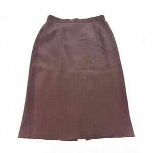 Giorgio Armani Le Collezioni Brown Pencil Skirt Back Slit Wool/Silk Size 4